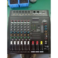 DMX-6 6-Channel Professional Audio Mixer 2x250W High Power Audio Console with Bluetooth Reverberation and Equalization