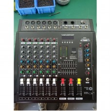 DMX-6 6-Channel Professional Audio Mixer 2x250W High Power Audio Console with Bluetooth Reverberation and Equalization