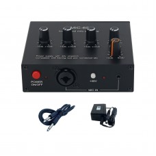 MIC-60 Balanced Mic Preamp Built-in 48V Phantom Power Supply Dynamic Microphone Amplifier with Power Adapter + 6.5mm Audio Cable