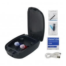 C220 Red Blue Invisible Hearing Aids Portable In Ear Canal Hearing Aids Supports Magnetic Charging