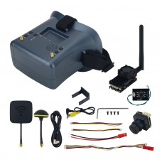 5.8G 2000mW Wireless Video Transmission System TX RX 4.3" FPV Goggles Set with Dual Antenna DVR