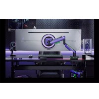 HumaneX T18-1E RGB Gaming Monitor Stand Monitor Arm (Purple) with 20KG Payload for 17-49" Screens