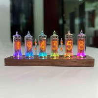 IN16 Black Walnut Glow Tube Clock Retro Steam Punks Nixie Tube Clock Support APP Control for USSR IN-16