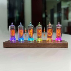 IN16 Black Walnut Glow Tube Clock Retro Steam Punks Nixie Tube Clock Support APP Control for USSR IN-16