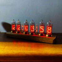 Black Walnut Version IN14 Retro Glow Tube Clock Bluetooth Control Nixie Tube Clock Support Brightness Adjustment