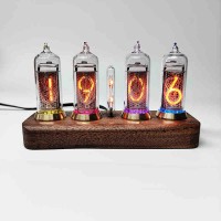 Black Walnut Version IN14 Retro Glow Tube Clock 4-Bit Bluetooth Control Nixie Tube Clock Support Brightness Adjustment