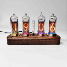 Black Walnut Version IN14 Retro Glow Tube Clock 4-Bit Bluetooth Control Nixie Tube Clock Support Brightness Adjustment