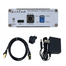 LichTech 100/1000 Base-T1 Media Converter 1000Mbps Automotive Ethernet Converter w/ Indicator Lights