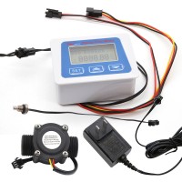 0.1-9999L Digital Flow Meter Display + M8 TEMP Probe + 5V Power Adapter + 2-60L/min G3/4 Flow Sensor