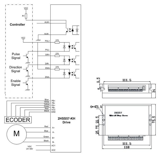 2 Phase Closed Loop Hybrid Step Servo Driver for NEMA23 Motor 24V-48V ...